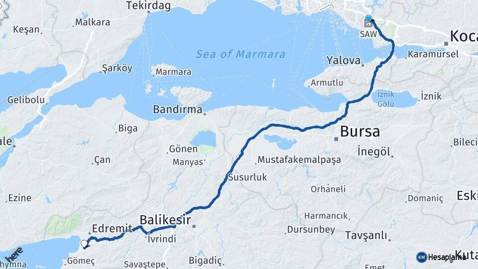 Sabiha Gökçen Havalimanı Burhaniye Arası Kaç Km - Yol Tarifi