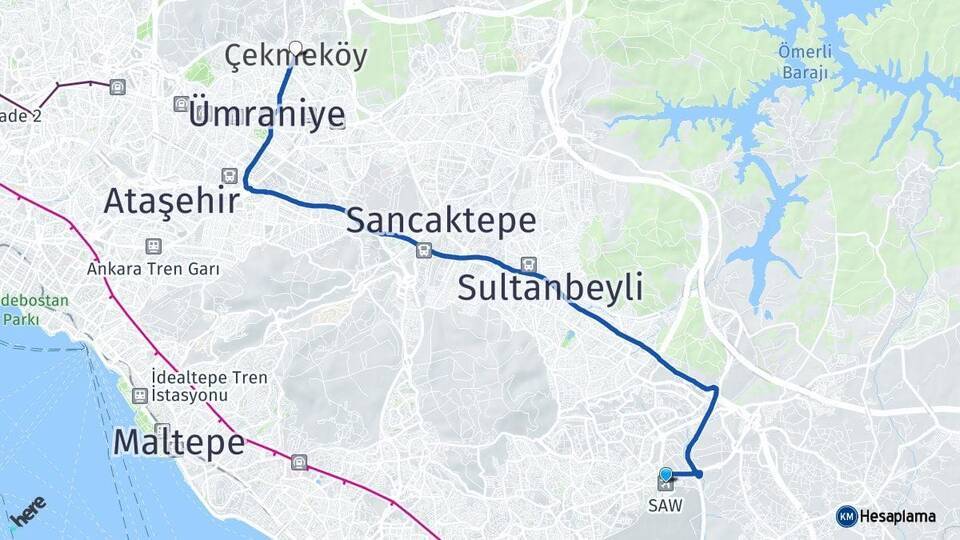 Sabiha Gökçen Havalimanı Çekmeköy Arası Kaç Km - Yol Tarifi