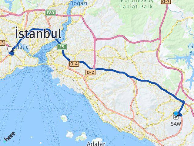 Sabiha Gökçen Havalimanı Doubletree By Hilton Istanbul Topkapi Arası Kaç Km - Yol Tarifi