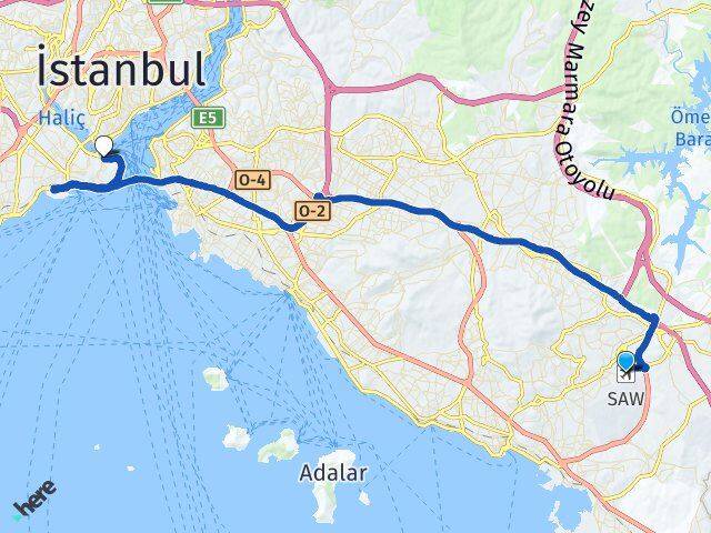 Sabiha Gökçen Havalimanı Sirkeci Harem Vapur İskelesi Arası Kaç Km - Yol Tarifi