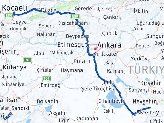 Sakarya Acıgöl Nevşehir Arası Kaç Km - Yol Haritası
