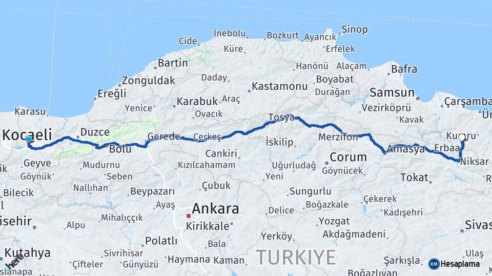 Sakarya Adapazarı Akkuş Ordu Arası Kaç Km - Yol Haritası