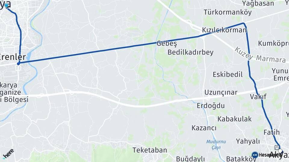 Sakarya Adapazarı Akyazı Arası Kaç Km - Yol Haritası