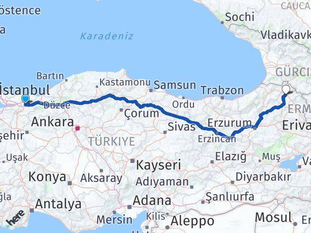 Sakarya Adapazarı Ardahan Arası Kaç Km - Yol Haritası