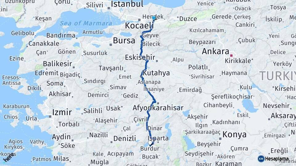 Sakarya Adapazarı Burdur Arası Kaç Km - Yol Haritası