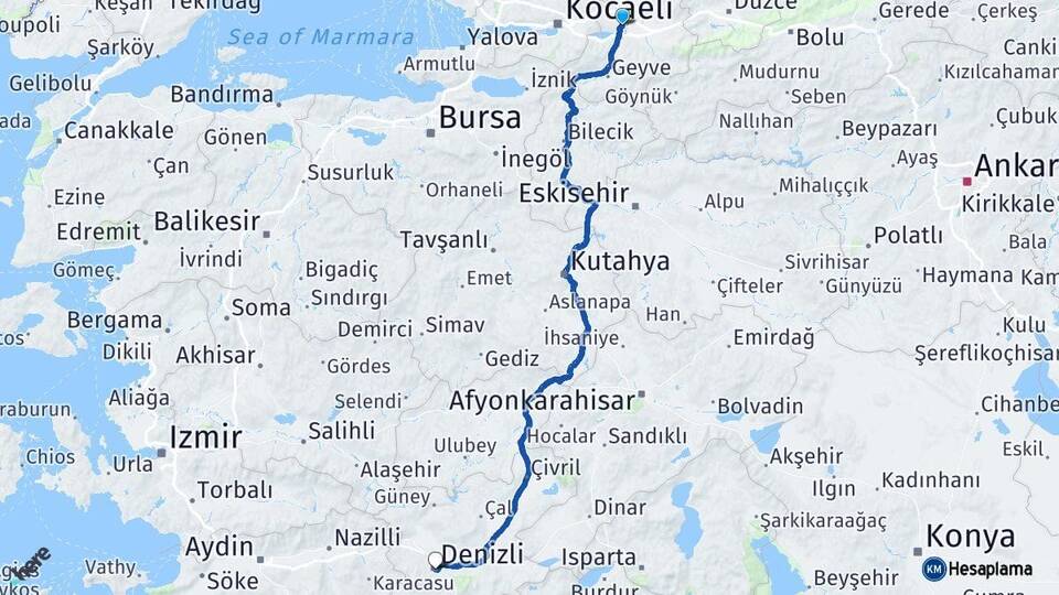 Sakarya Adapazarı Denizli Arası Kaç Km - Yol Haritası