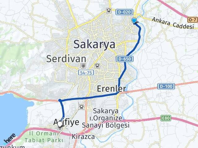 Güneşler Arifiye YHT Garı Arası Kaç Km - Yol Tarifi