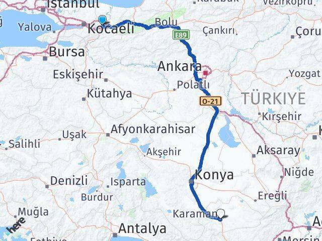Sakarya Adapazarı Karaman Arası Kaç Km - Yol Haritası