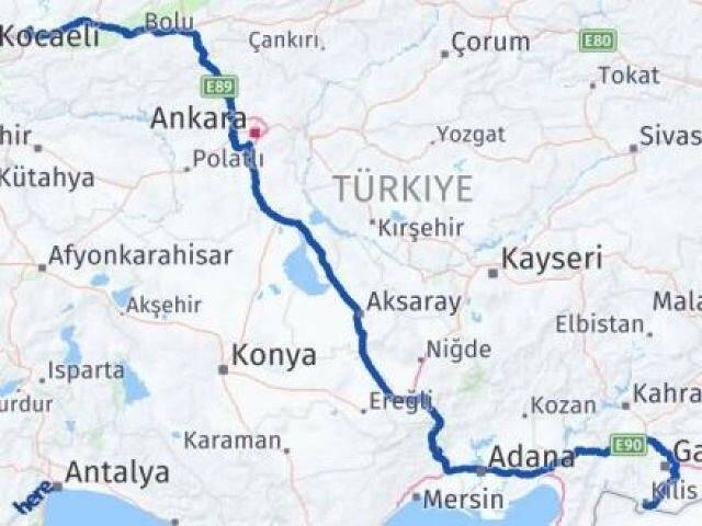Sakarya Adapazarı Kilis Arası Kaç Km - Yol Haritası