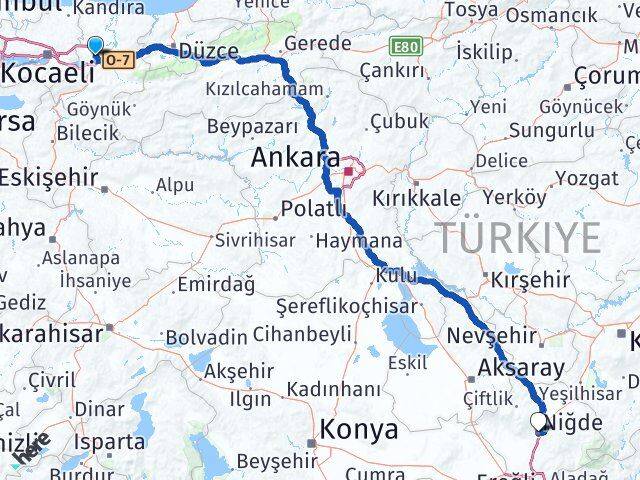 Sakarya Adapazarı Niğde Arası Kaç Km - Yol Haritası