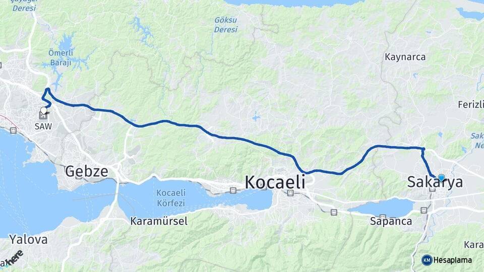 Sakarya Adapazarı Sabiha Gökçen Havalimanı Arası Kaç Km - Yol Haritası