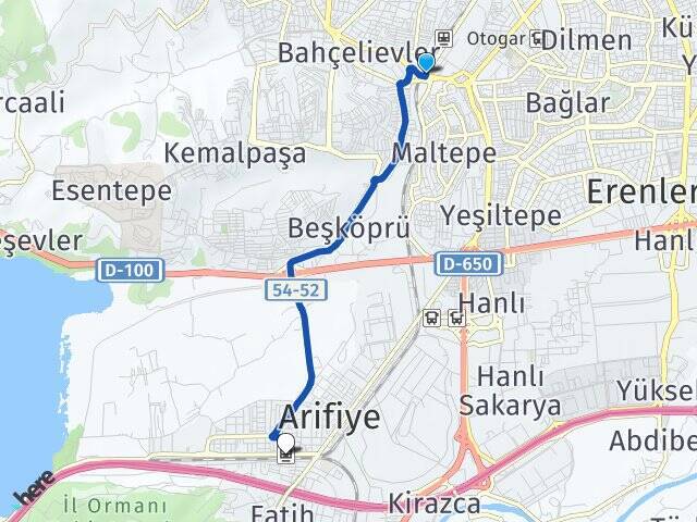Şirinevler Arifiye YHT Garı Arası Kaç Km - Yol Tarifi