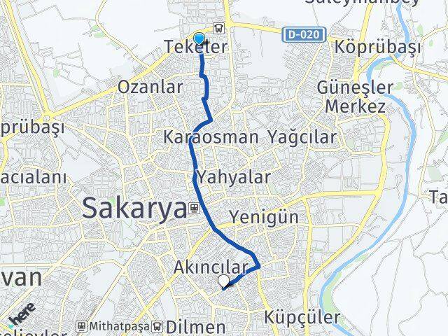 Tekeler Erenler Arası Kaç Km - Yol Tarifi