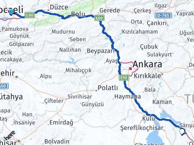 Sakarya Ağaçören Aksaray Arası Kaç Km - Yol Haritası