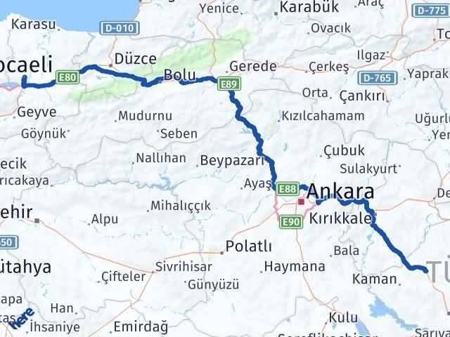 Sakarya Akpınar Kırşehir Arası Kaç Km - Yol Haritası
