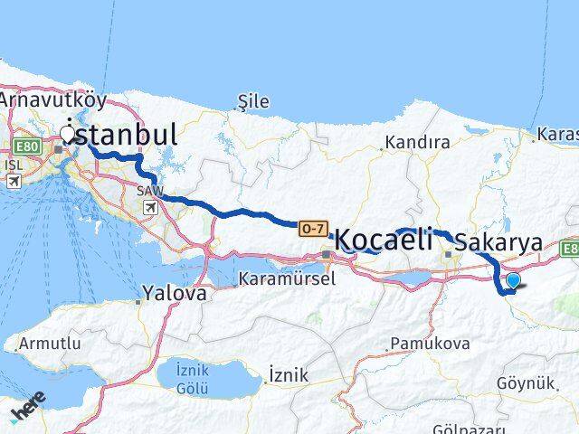 Sakarya Akyazı Levent Beşiktaş İstanbul Arası Kaç Km - Yol Haritası