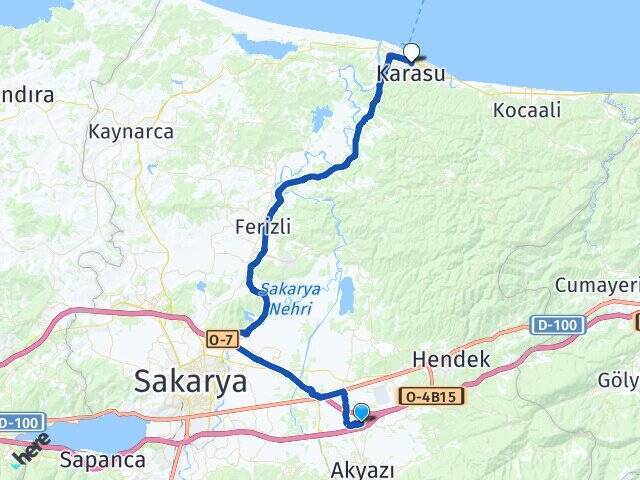 Topağaç Karasu Otogarı Arası Kaç Km - Yol Tarifi