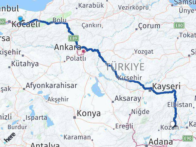 Sakarya Andırın Kahramanmaraş Arası Kaç Km - Yol Haritası