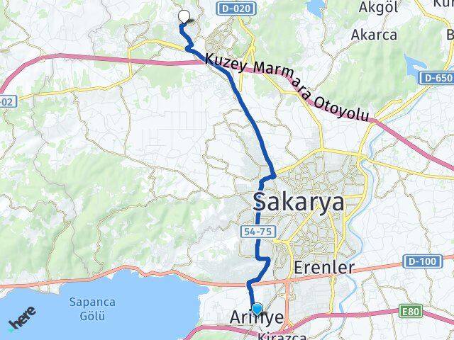 Sakarya Arifiye 15 Temmuz Camili Adapazarı Arası Kaç Km - Yol Haritası