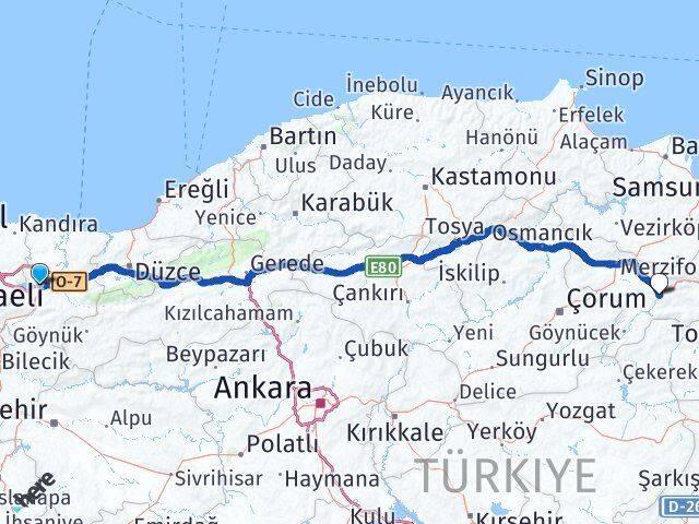 Sakarya Arifiye Amasya Arası Kaç Km - Yol Haritası