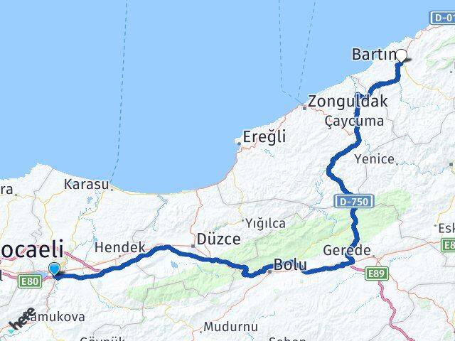 Sakarya Arifiye Bartın Arası Kaç Km - Yol Haritası