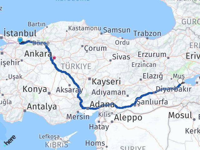 Sakarya Arifiye Bitlis Arası Kaç Km - Yol Haritası