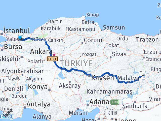 Sakarya Arifiye Elazığ Arası Kaç Km - Yol Haritası
