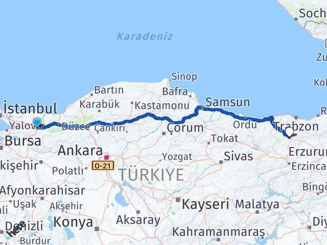 Sakarya Arifiye Gümüşhane Arası Kaç Km - Yol Haritası