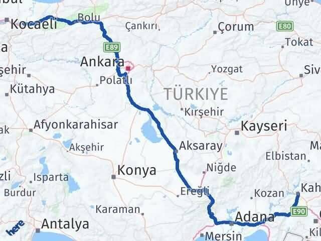 Sakarya Arifiye Kahramanmaraş Arası Kaç Km - Yol Haritası