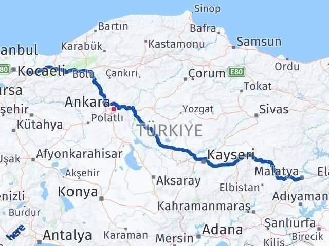 Sakarya Arifiye Malatya Arası Kaç Km - Yol Haritası