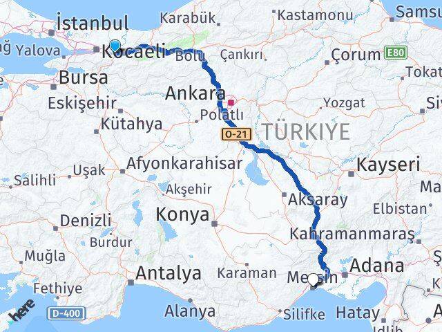 Sakarya Arifiye Mersin Arası Kaç Km - Yol Haritası