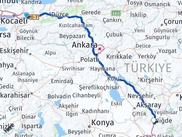 Sakarya Arifiye Niğde Arası Kaç Km - Yol Haritası