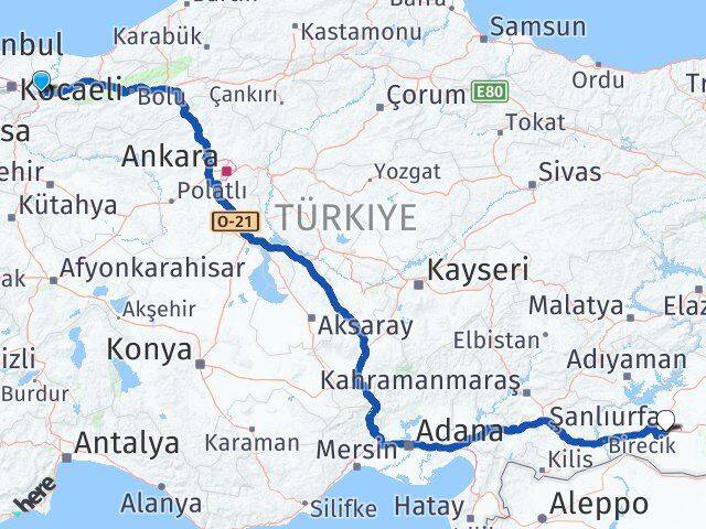 Sakarya Arifiye Şanlıurfa Arası Kaç Km - Yol Haritası