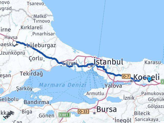 Sakarya Babaeski Kırklareli Arası Kaç Km - Yol Haritası