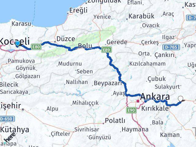 Sakarya Balışeyh Kırıkkale Arası Kaç Km - Yol Haritası
