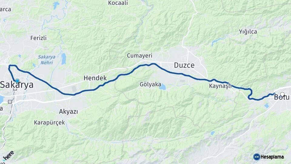 Sakarya Bolu Arası Kaç Km - Yol Haritası
