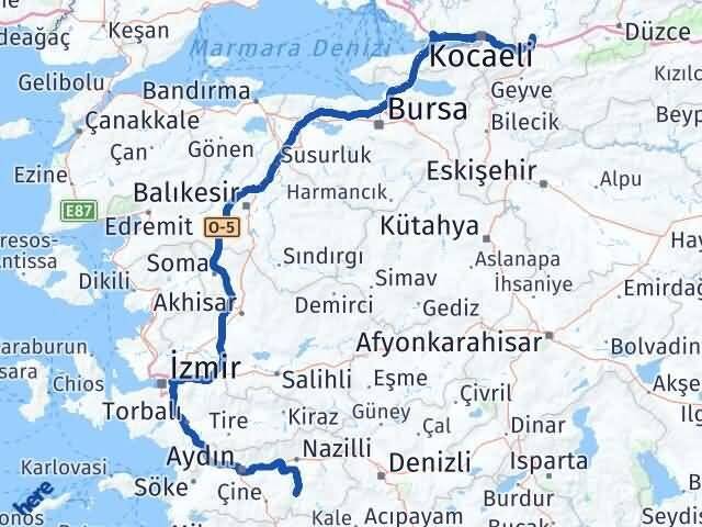 Sakarya Bozdoğan Aydın Arası Kaç Km - Yol Haritası