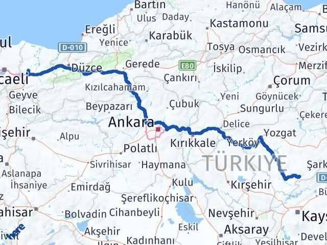 Sakarya Çandır Yozgat Arası Kaç Km - Yol Haritası