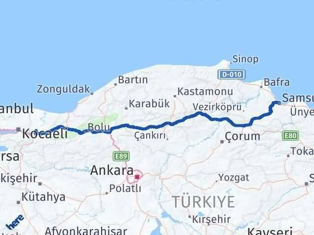 Sakarya Canik Samsun Arası Kaç Km - Yol Haritası