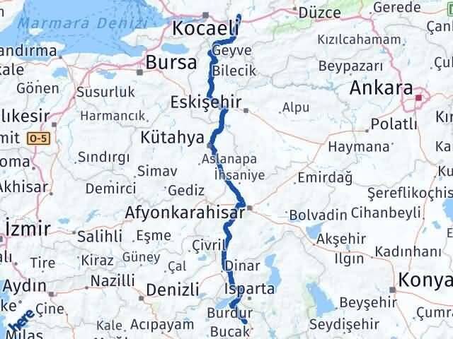Sakarya Çeltikçi Burdur Arası Kaç Km - Yol Haritası