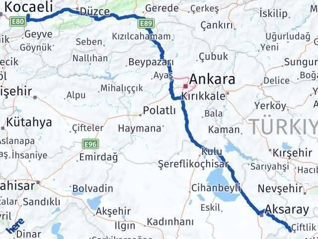 Sakarya Çiftlik Niğde Arası Kaç Km - Yol Haritası