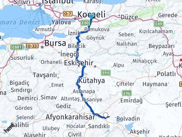 Sakarya Çobanlar Afyonkarahisar Arası Kaç Km - Yol Haritası