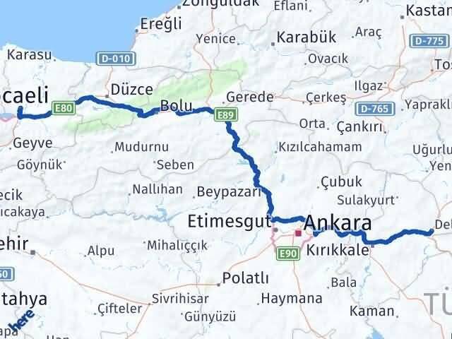 Sakarya Delice Kırıkkale Arası Kaç Km - Yol Haritası