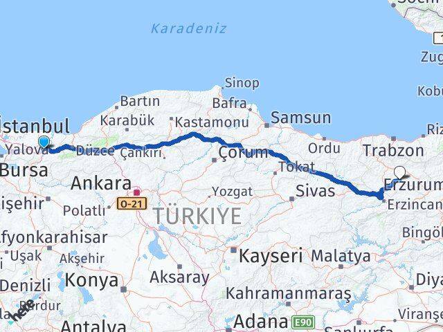 Sakarya Demirözü Bayburt Arası Kaç Km - Yol Haritası