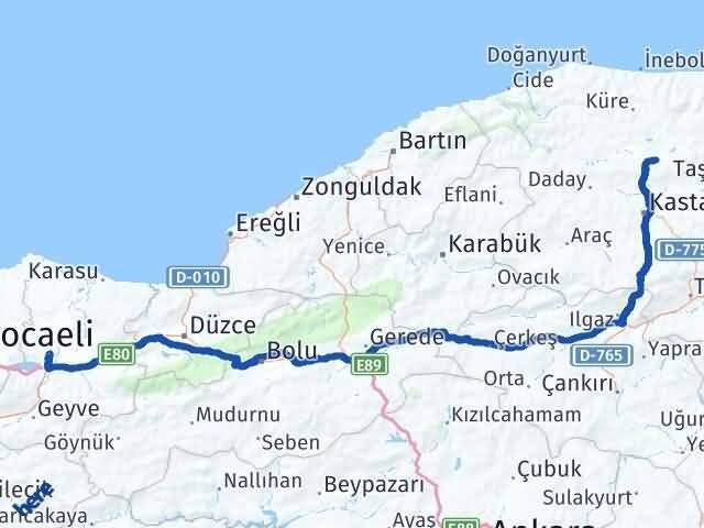 Sakarya Devrekani Kastamonu Arası Kaç Km - Yol Haritası
