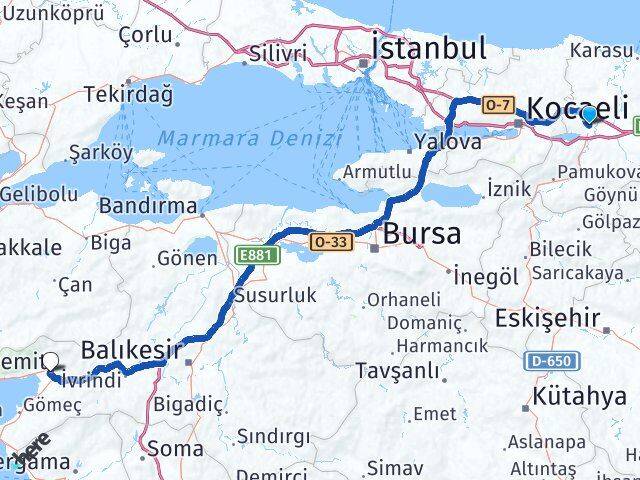 Sakarya Edremit Balıkesir Arası Kaç Km - Yol Haritası