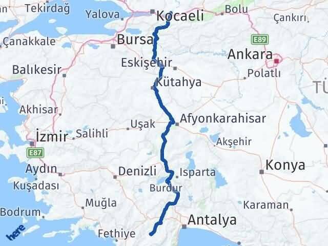 Sakarya Elmalı Antalya Arası Kaç Km - Yol Haritası