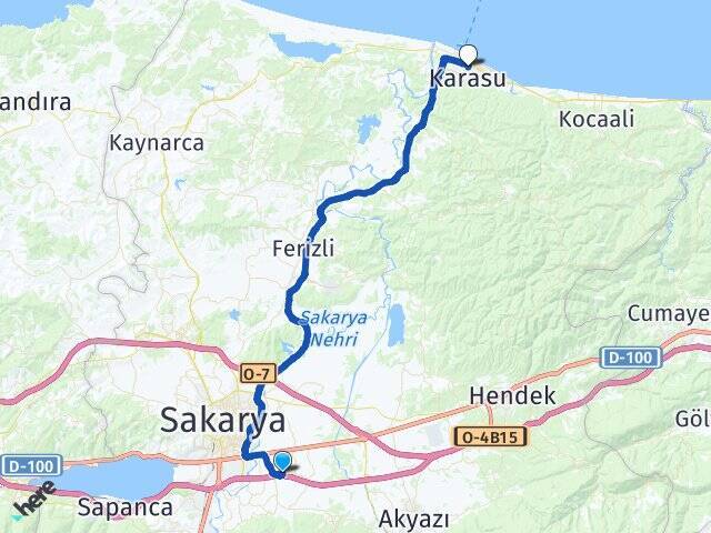 Bekirpaşa Karasu Otogarı Arası Kaç Km - Yol Tarifi