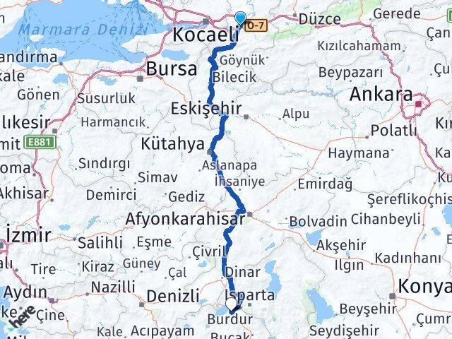 Sakarya Erenler Burdur Arası Kaç Km - Yol Haritası