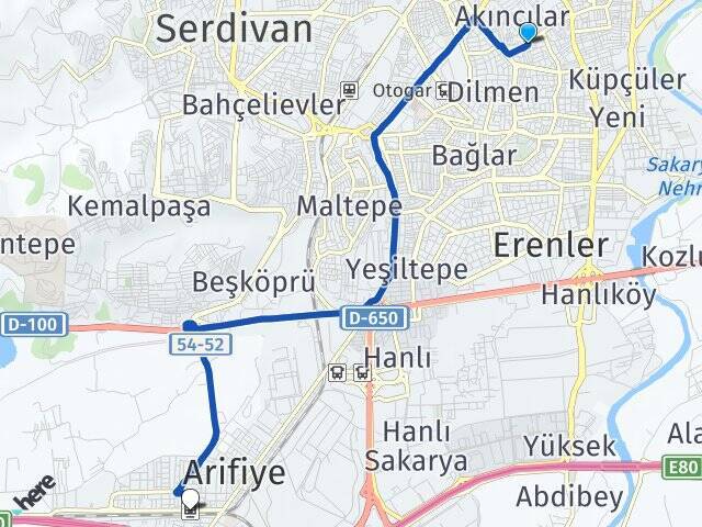 Hacıoğlu Arifiye YHT Garı Arası Kaç Km - Yol Tarifi